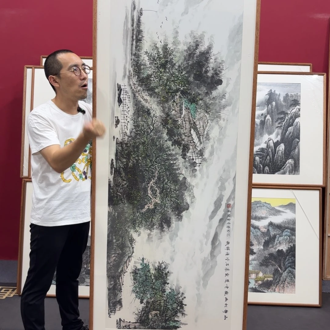 国画带框绘画210/80尺寸