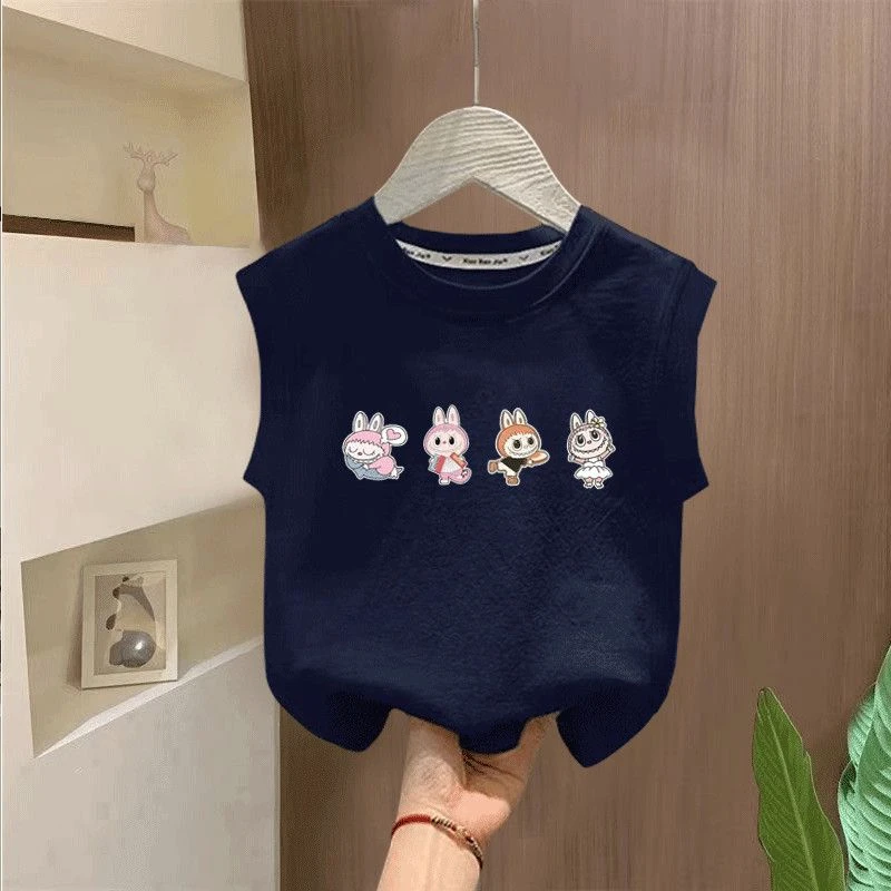 拉布布童装背心女儿童宝宝可爱无短百搭上衣小女孩韩系ins纯棉T恤