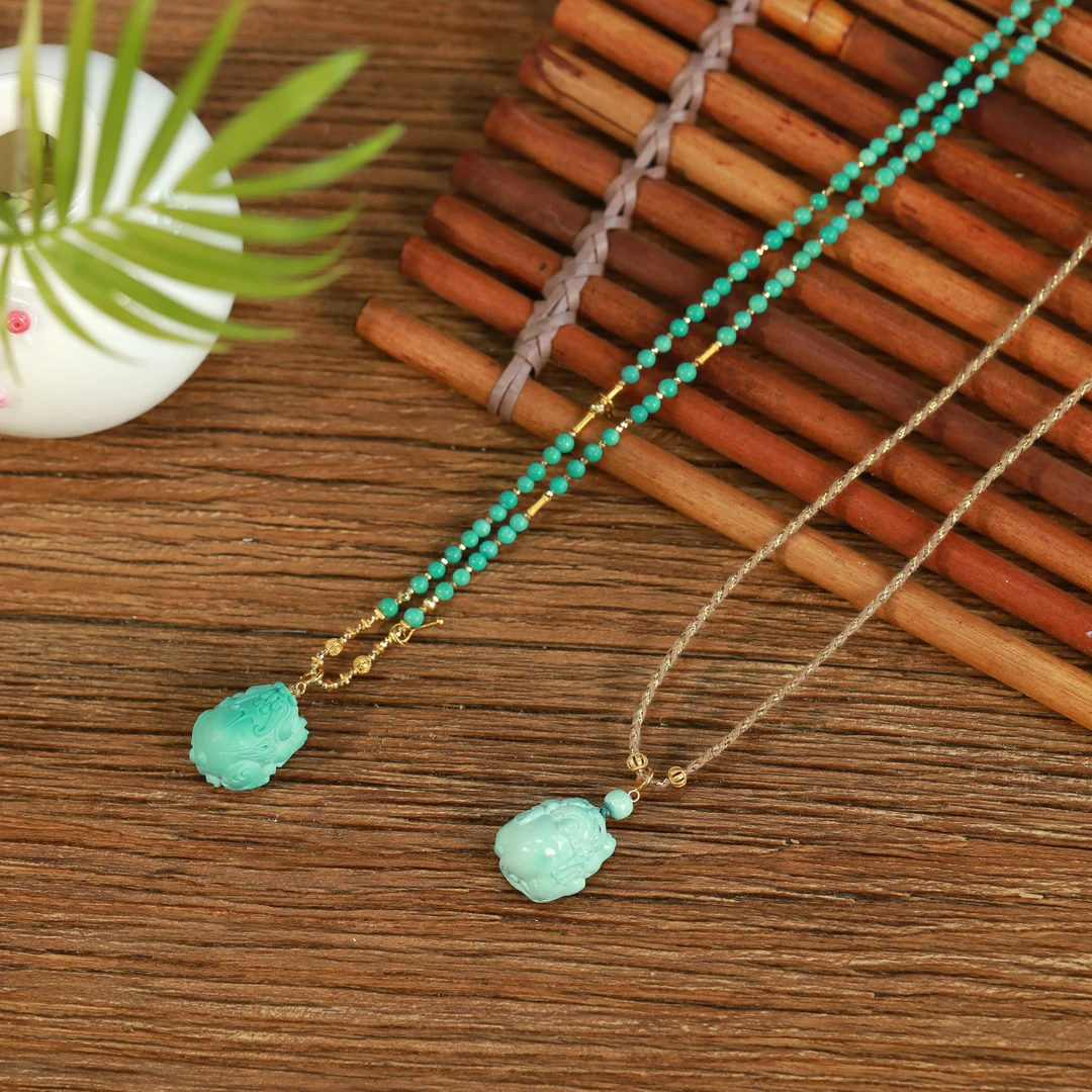 霖泽|绿松石貔貅18K金项链复古国风时尚潮流LZ2025012001