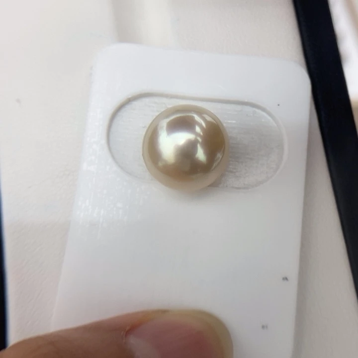 未镶嵌海水珍珠裸珠12.9mm近正圆金珠干枯玫瑰小极光