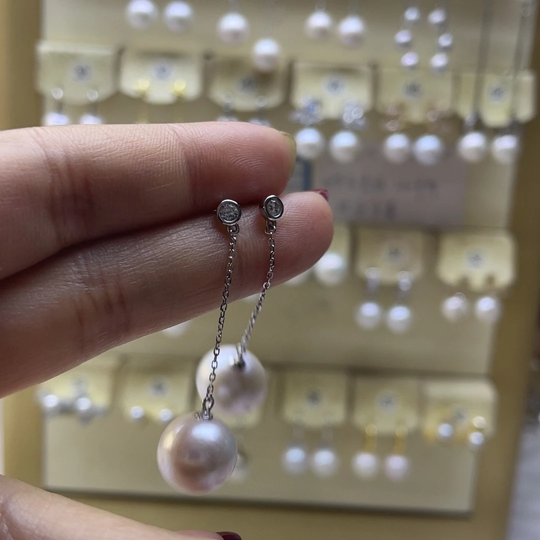 淡水珍珠耳饰银S925镶嵌