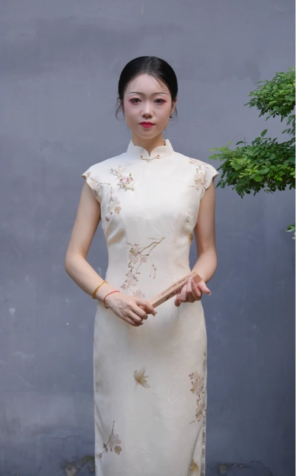 斜襟日常常规款短袖新中式旗袍双层复古网红新复古风