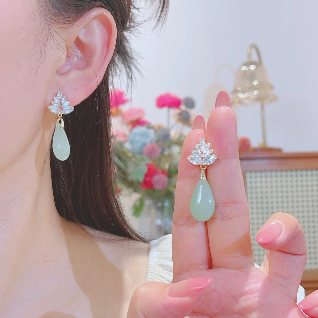 新中式复古宫廷风耳环轻奢高级小众气质感耳饰-493