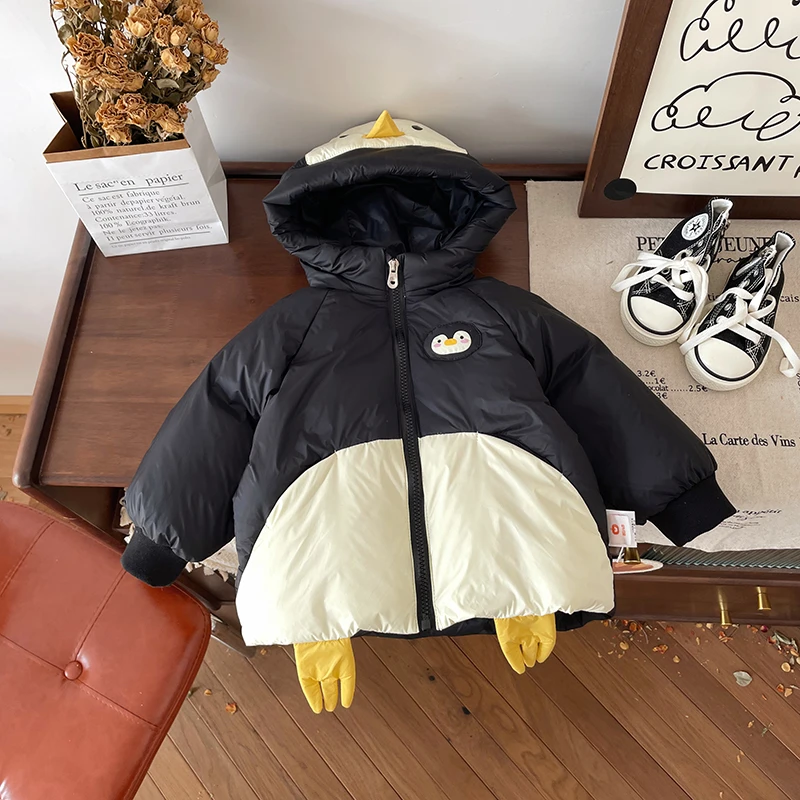 橘止皮【现货】DW245820冬新款羽绒服男童连帽90白鸭绒防寒保暖外套