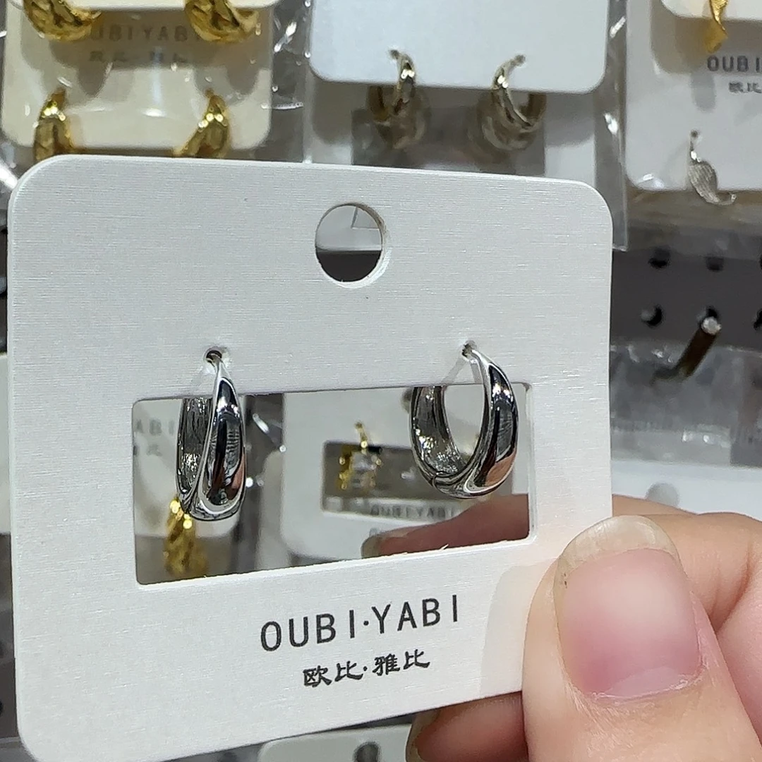 锆石纯铜合金小水滴耳扣