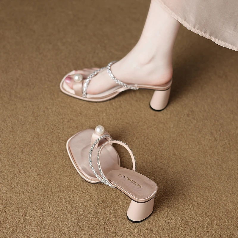 拾姑娘9605-6厚底粗跟百搭夏仙女风夹趾凉鞋女鞋一字带高跟凉拖鞋