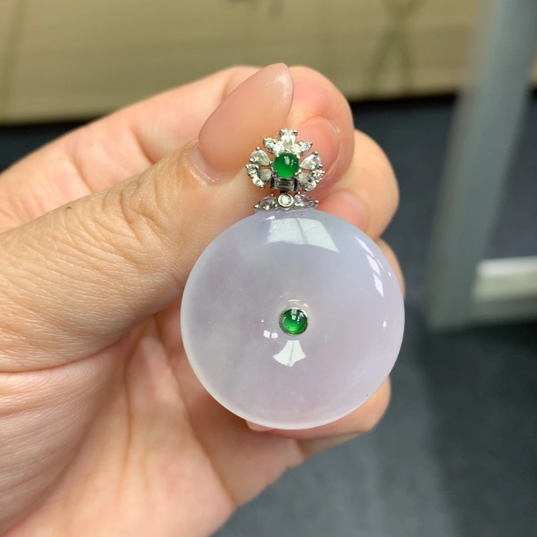 翡翠18K金镶嵌吊坠(不含链)