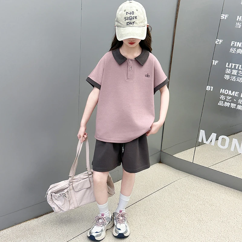 女童夏季套装2025新款儿童洋气休闲薄款短袖大童女孩外穿短裤夏装