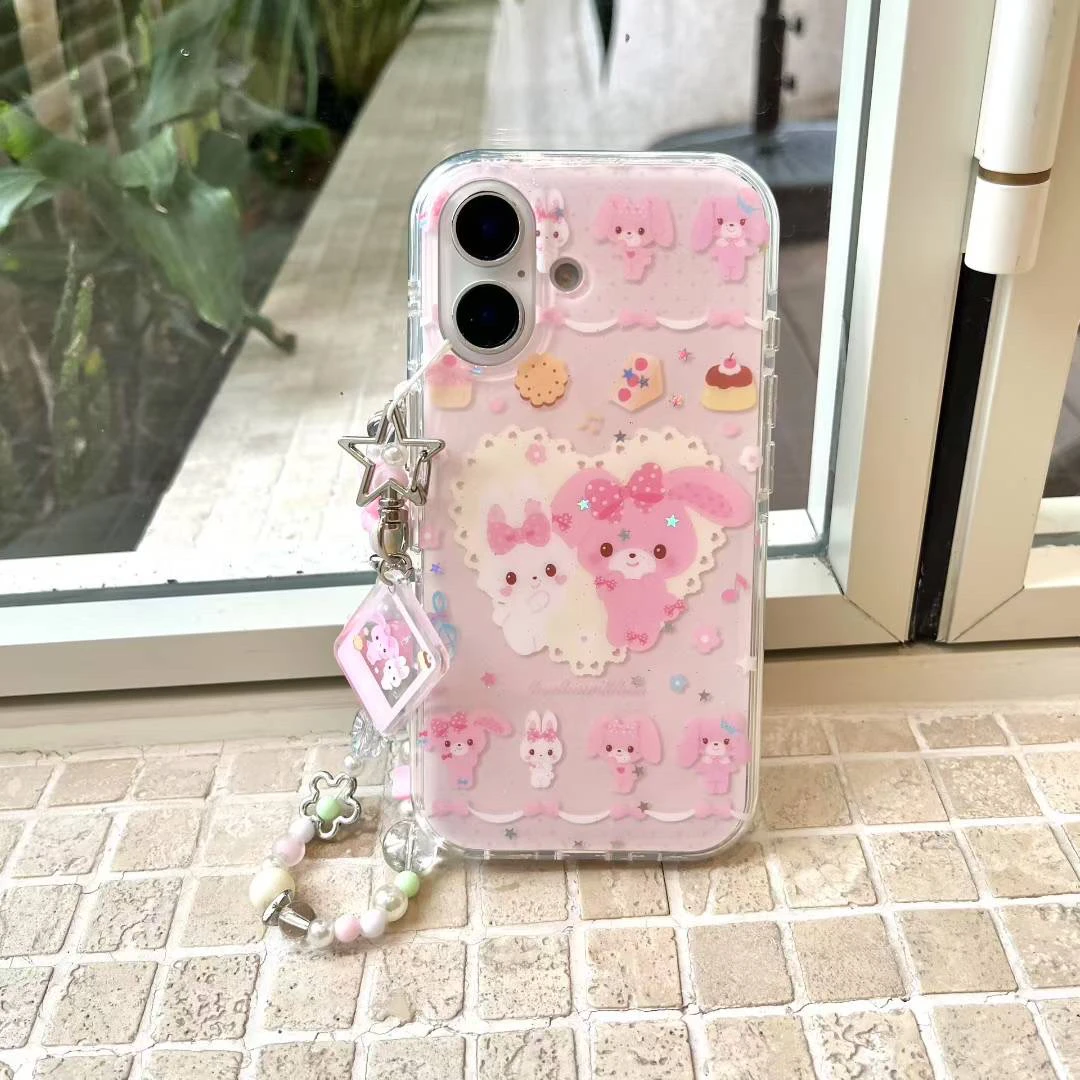 爱心少女甜点啵啵兔 imd双层手机壳适用于苹果iPhone16/15/14可爱