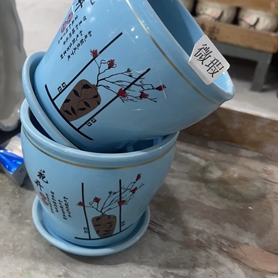 多肉绿植陶瓷花盆9.9包邮，有孔