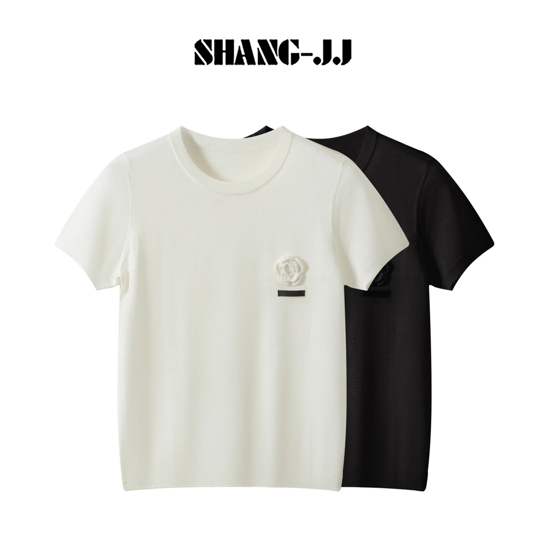 SHANG-JJ【夏日玫瑰】25ss新品天丝羊毛舒适清凉软糯上衣q133938p