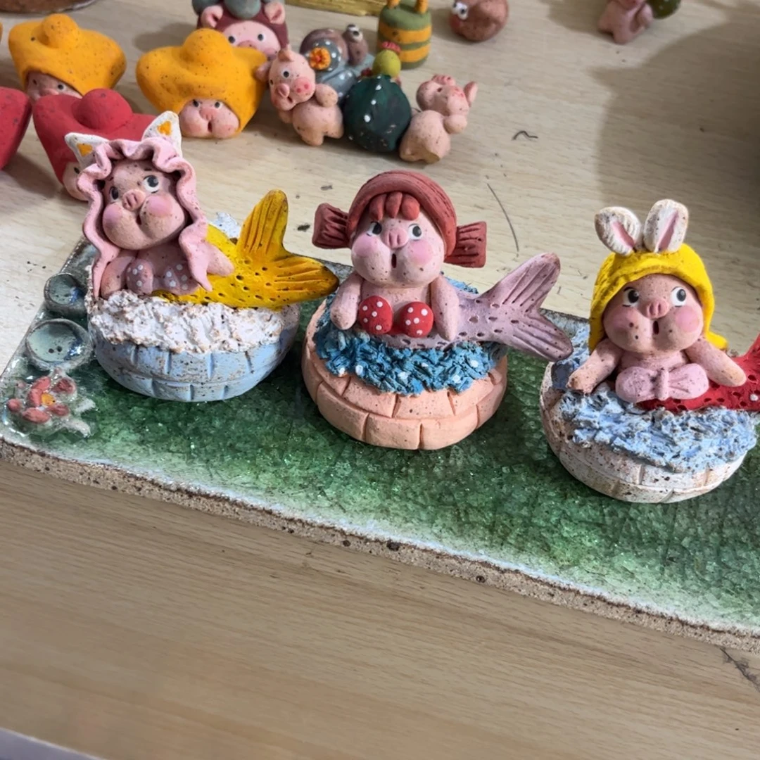 喵***球泥塑古镇炻陶花盆