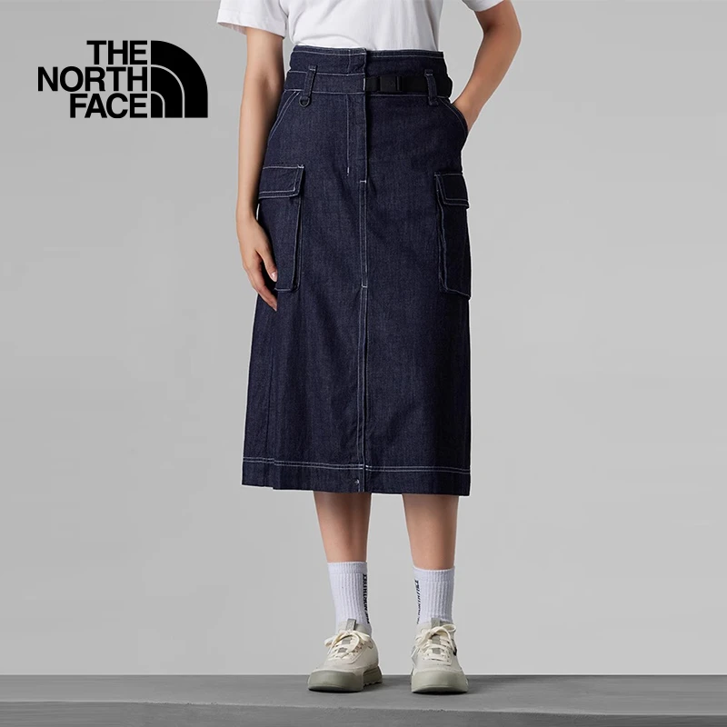 北面UE设计师款高腰A字丹宁牛仔长裙女户外新品TheNorthFace|8A7Q