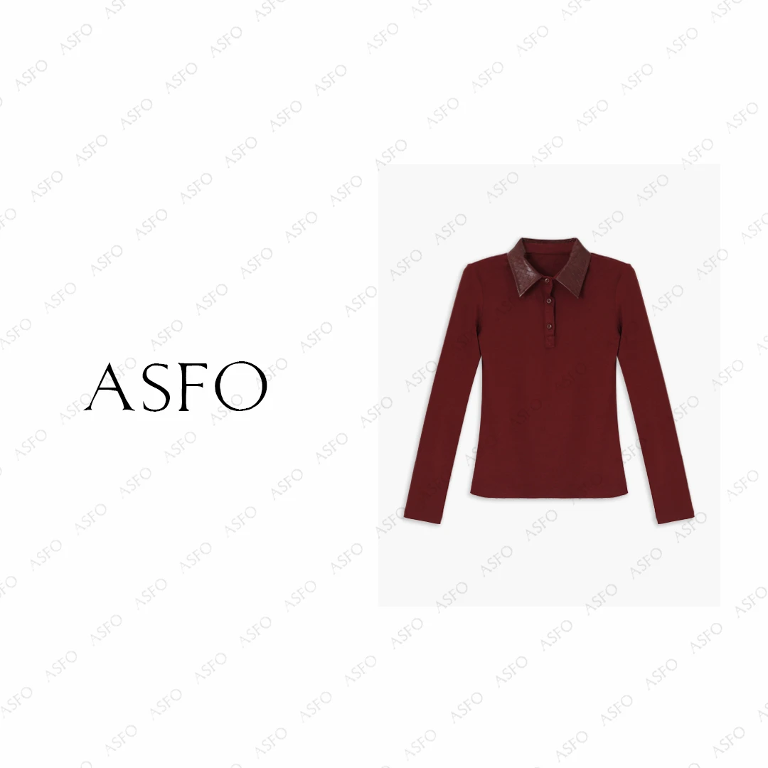 【AS红皮领】25新原创定制拼皮编织领修身百搭Polo衫AS25QTX03478