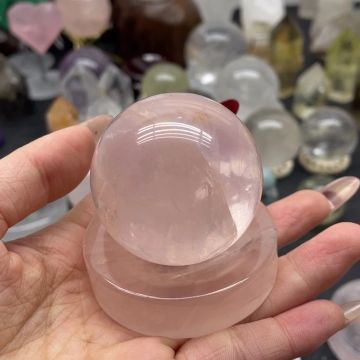 水晶29未镶嵌六芒粉球一套