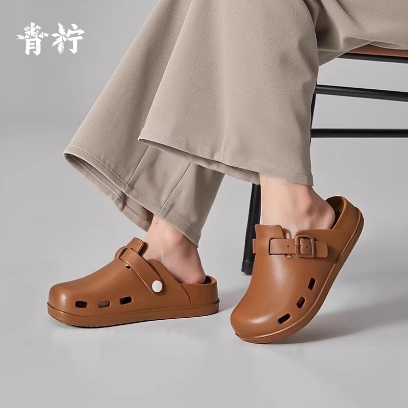 男女休闲外穿办公室勃肯凉拖鞋夏家居室内厚底防滑踩屎感包头半拖