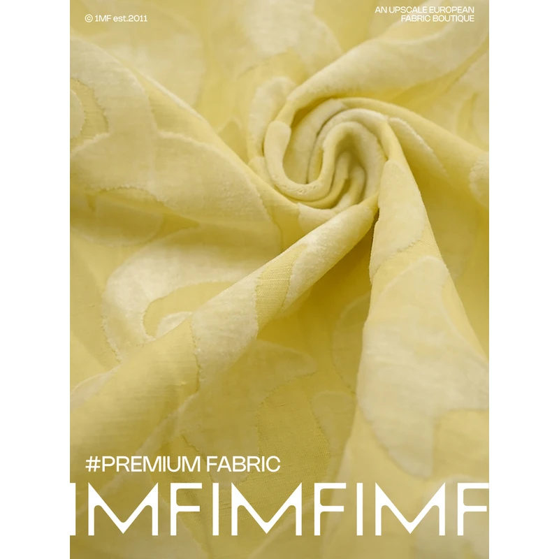 JIS面料 VI棉亚麻混纺 提花黄色柔软新中式面料 幅宽135CM