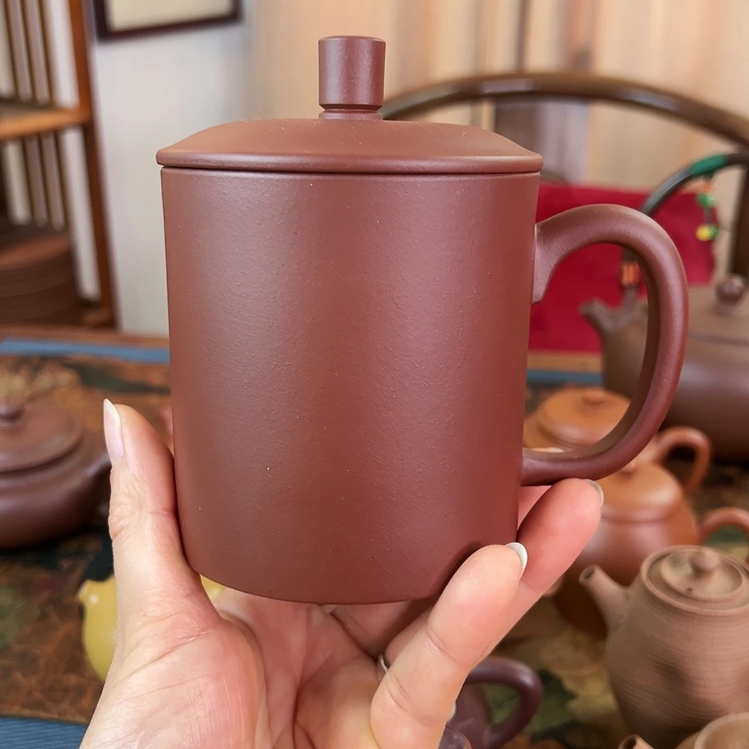 紫砂茶壶精品 马克杯 紫泥 420cc