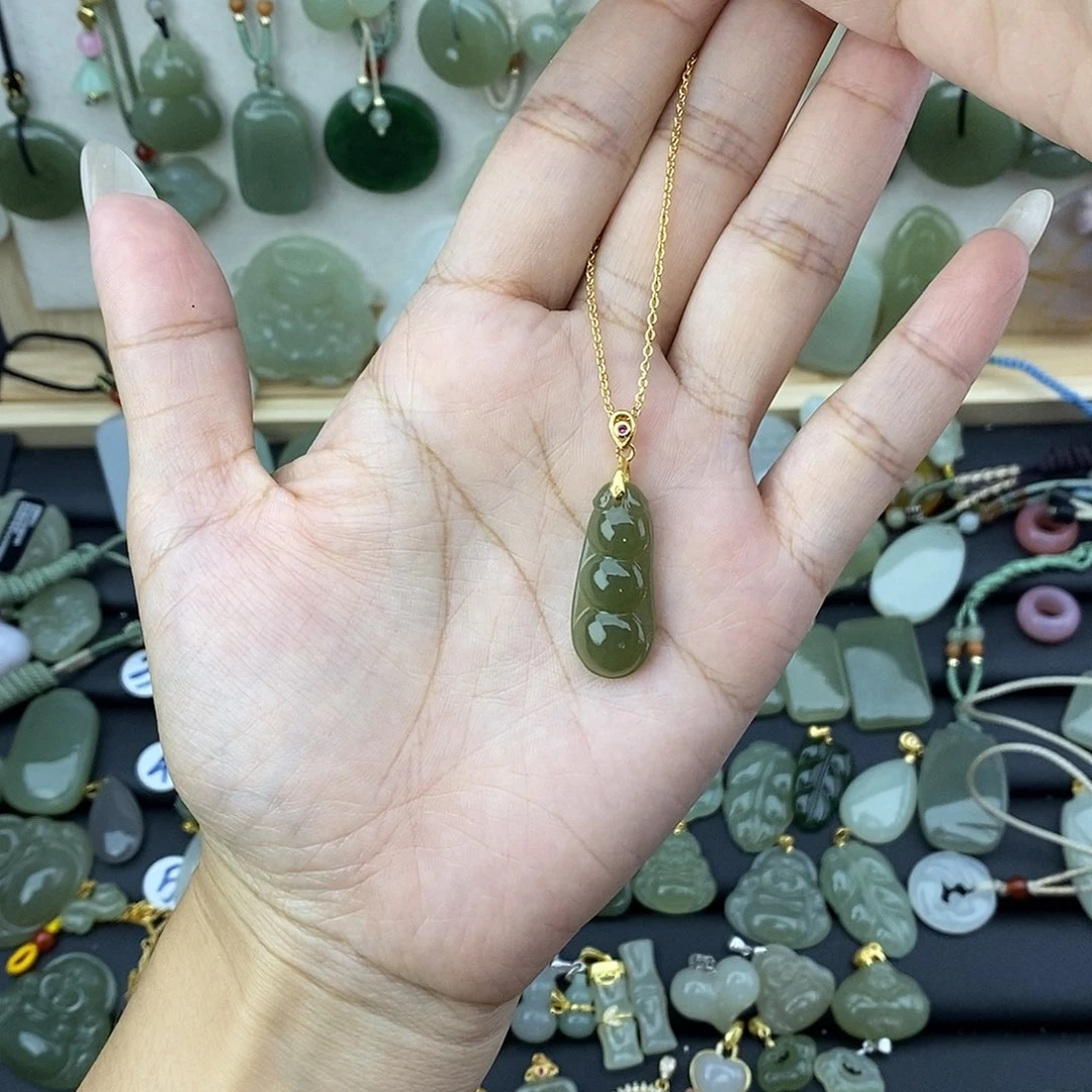 和田玉银S925镶嵌吊坠(赠链)