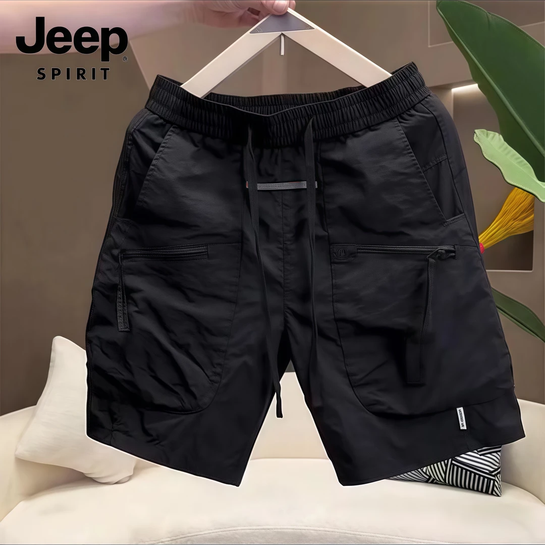 JEEPSPIRIT冰丝薄款短裤五分裤男夏季速干直筒休闲户外男士短裤
