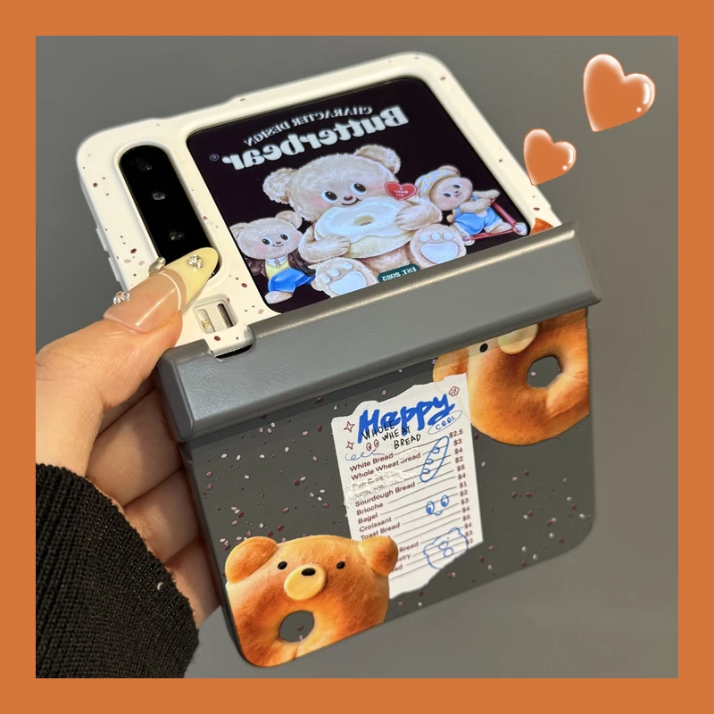 适用华为purax折叠屏手机壳可爱卡通pocket2黑白泼墨面包小熊标签