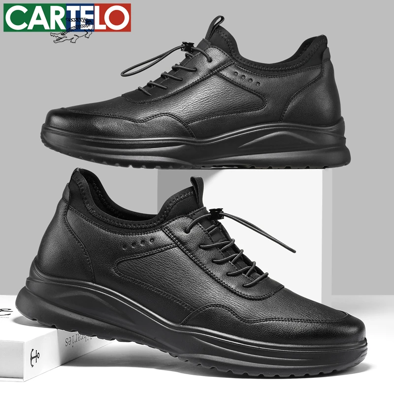 CARTELO/卡帝乐鳄鱼秋冬休闲皮鞋软底防水防滑商务行政休闲鞋