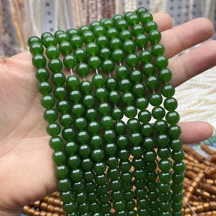 玛瑙/玉髓未镶嵌珠宝半成品一条8mm左右碧玉