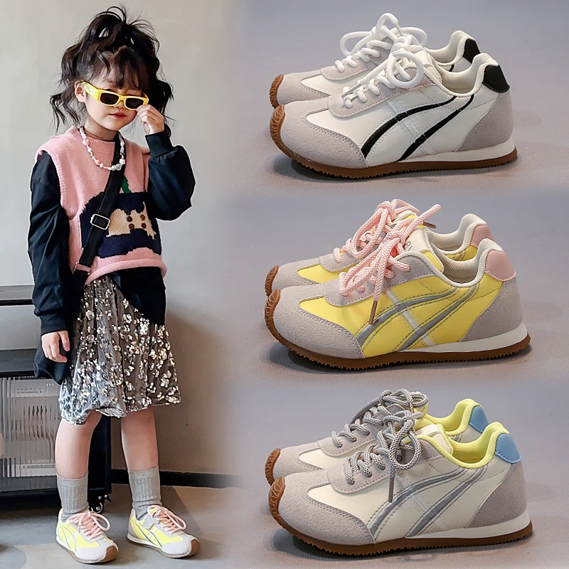女童运动鞋网面透气2025春季新款儿童鞋子女男童阿甘鞋女孩德训鞋