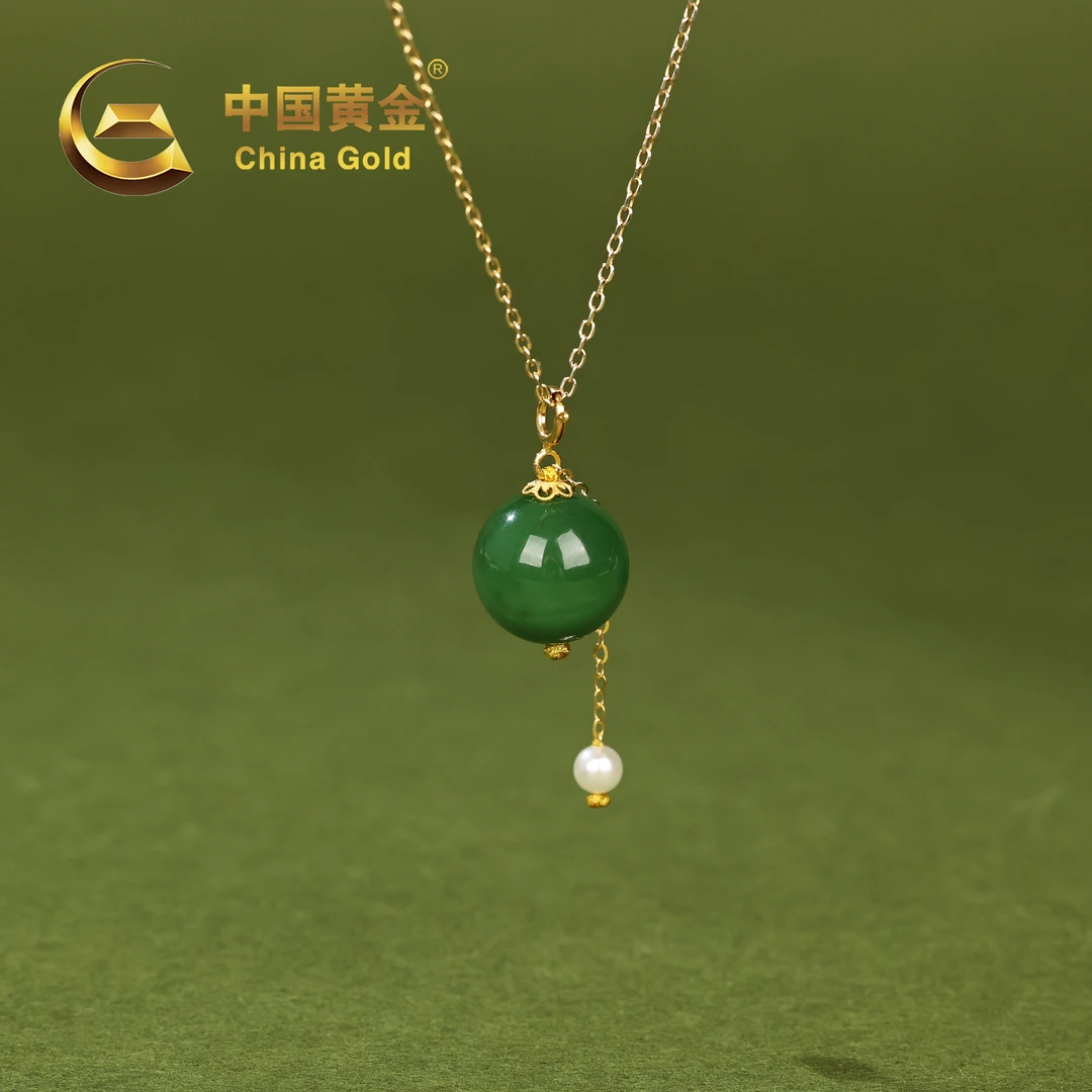 【中国黄金】福思 | 和田玉*吊坠*18K金镶嵌-D6868-格