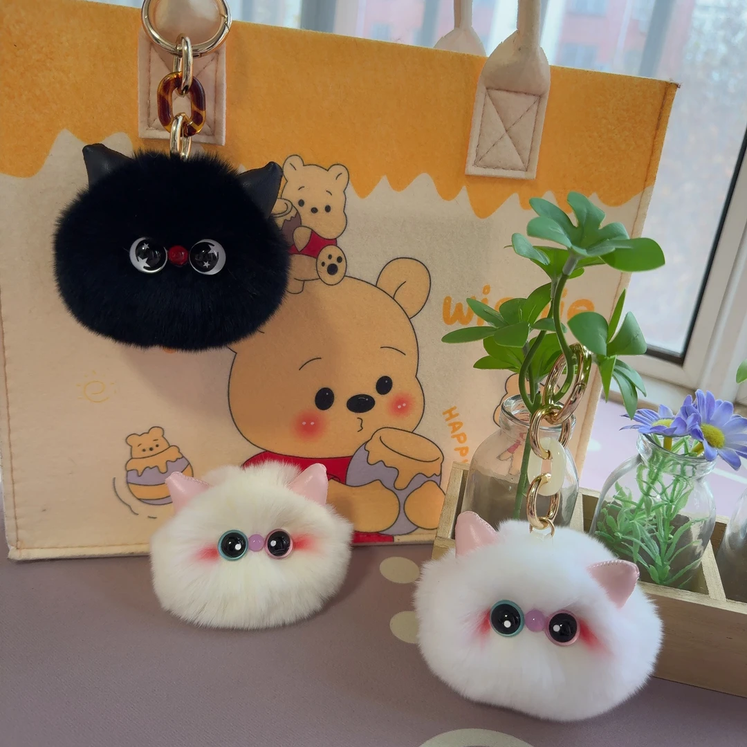 可爱真獭兔毛新款小猫包挂件车内挂饰汽车钥匙扣手机挂饰节日礼品