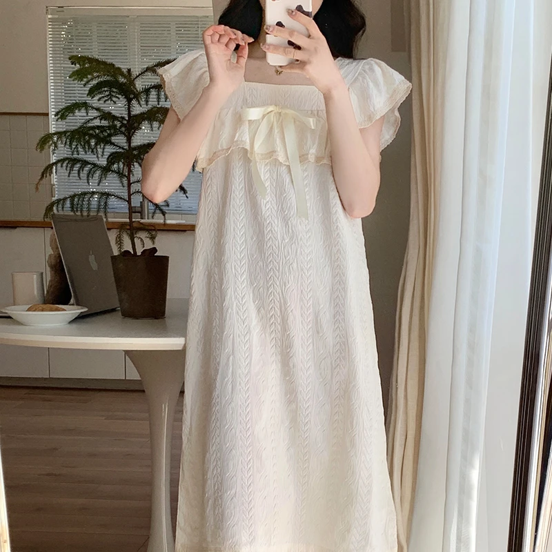 可外出睡裙女春夏2025年新款大码高级感甜美风短袖宽松睡衣家居服