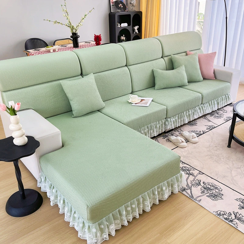 冰豆豆夏季冰丝沙发沙发罩全包万能套2025夏季新款弹力裙边沙发笠
