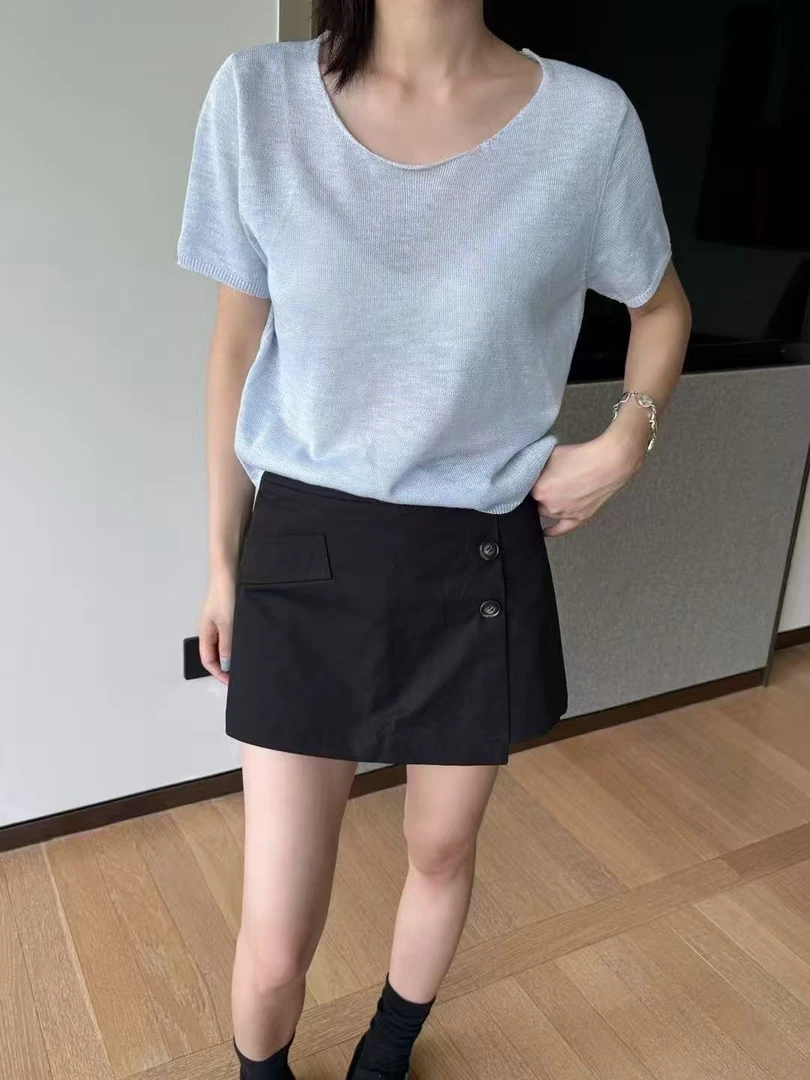 TOWARD 福秒（9towH10123#)绝好版型 一片式显瘦排扣裙裤9-624