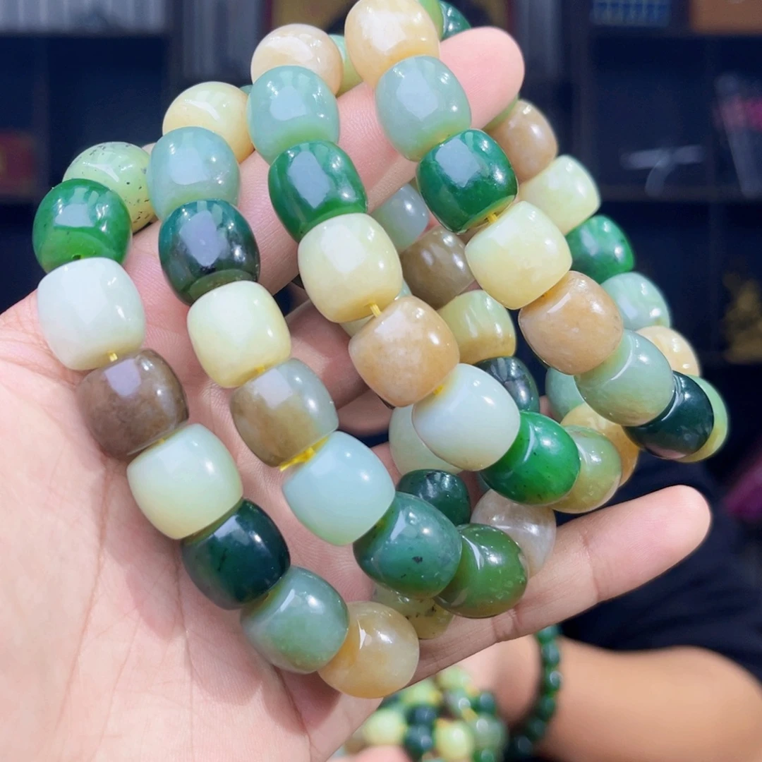 和田玉未镶嵌手串天然和田玉多宝手串卡14直切多样性发其一微瑕