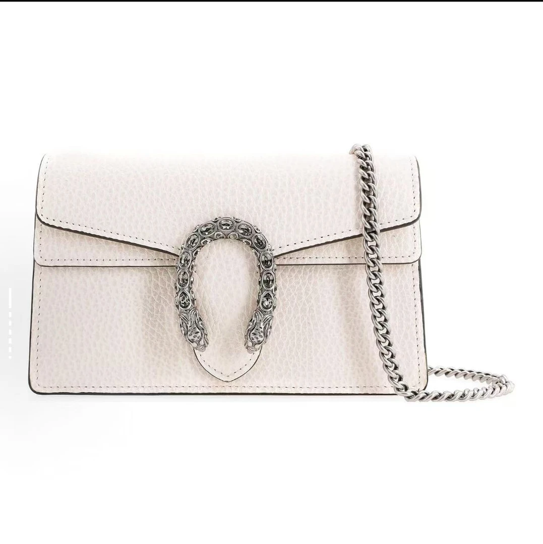 99新 GUCCI/古驰 【TVB识货】古驰全皮白钻扣酒神mini  单肩斜跨包