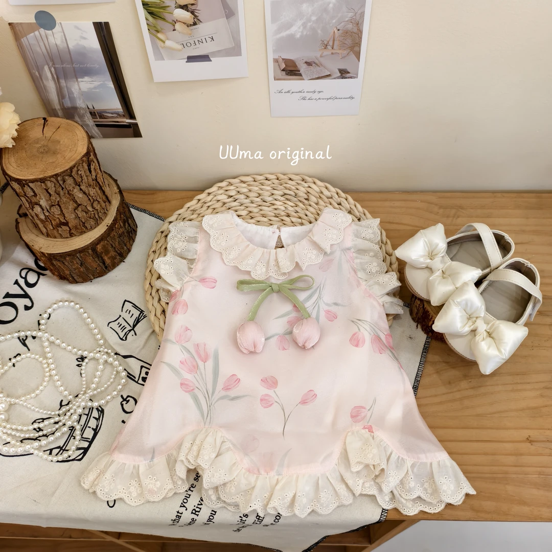 【MM】夏季韩版可爱风公主风优雅蕾丝裙子带包屁新生儿婴儿