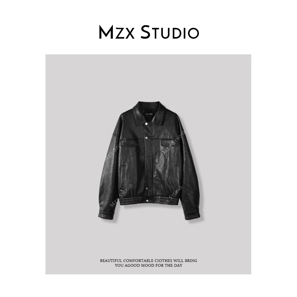 MZX 春季复古重工做旧PU皮衣夹克WT6995-X