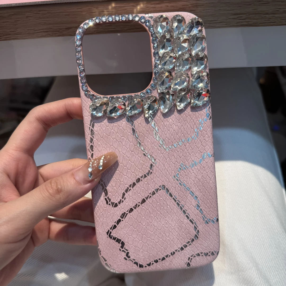 原创堆钻蛇纹几何涂鸦适用于iPhone15三包16防摔16promax壳