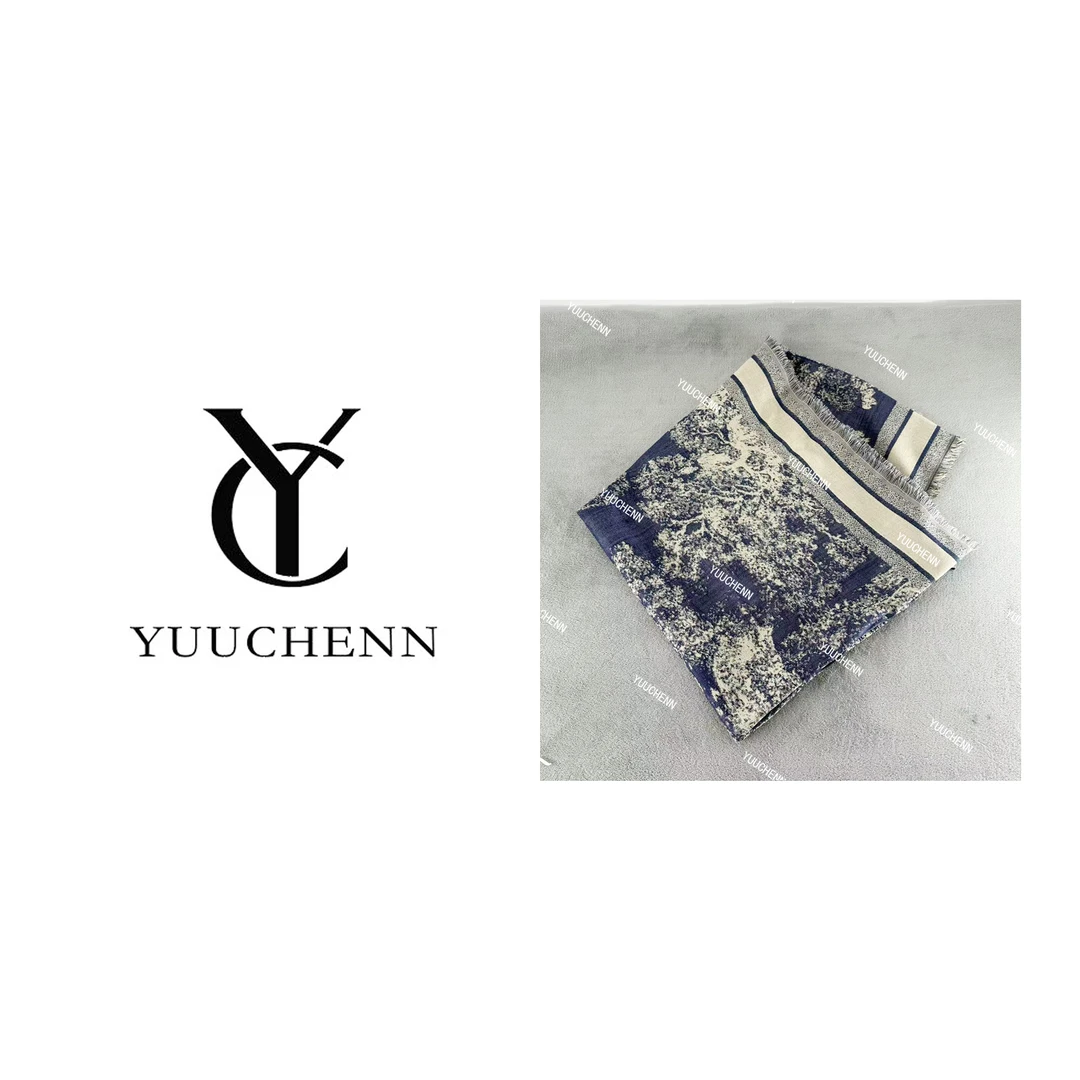 YUUCHENN/全手工卷边提花丛林动物园羊毛丝巾140*140 HH5357