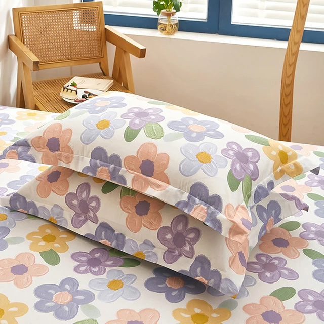 水‌星高端家纺印花100全棉枕套一对装48x74cm纯棉枕头套家用小清