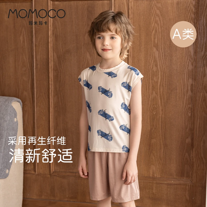 MOMOCO/玛米玛卡儿童家居服套装短袖舒适柔软贴身透气夏季薄款