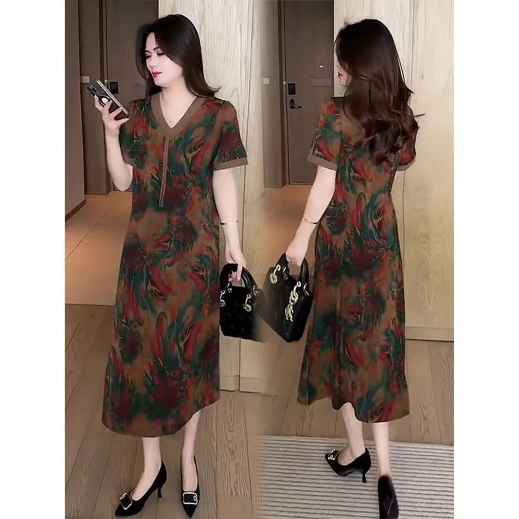 新款国风连衣裙女2025夏季时髦洋气收腰显瘦气质中长款裙子