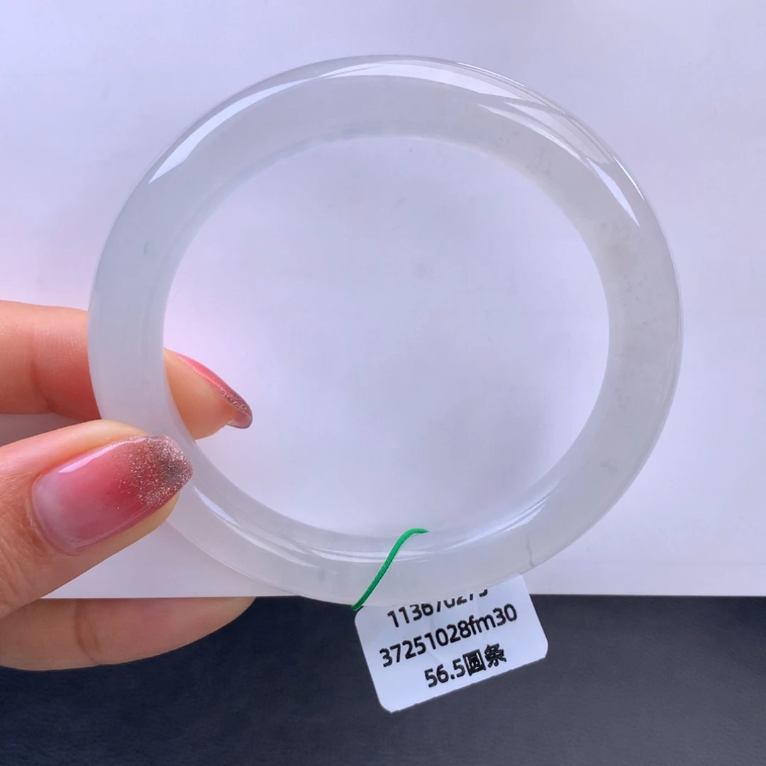 翡翠未镶嵌手镯白冰圆条手镯