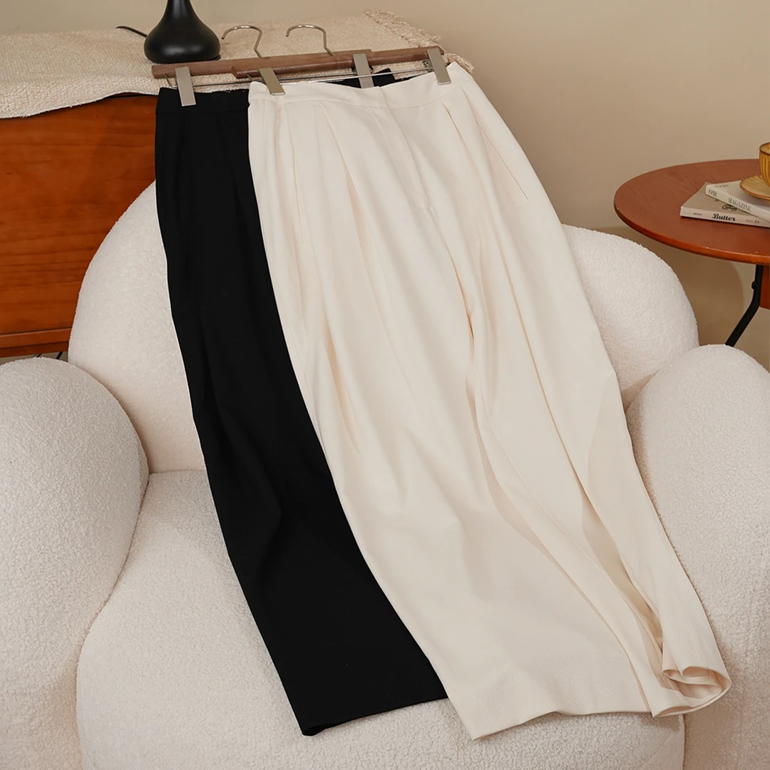 2025新款女绅主义阔腿高级垂感直筒休闲裤女士1651