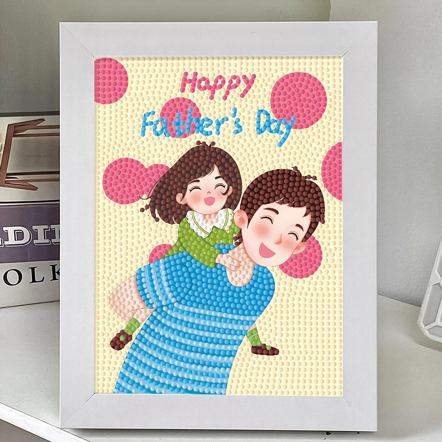 父亲节礼物钻石画 送爸爸幼儿园手工儿童diy手工摆件钻石贴画摆台