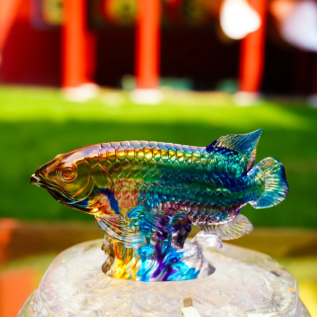 【本尼家】LL82非遗好物古法琉璃彩色金龙鱼家居桌面创意玄关摆件