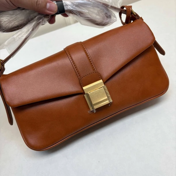 57214 韩版JOY家，复古棕色牛皮单肩斜背包，尺寸：25x13x4cm