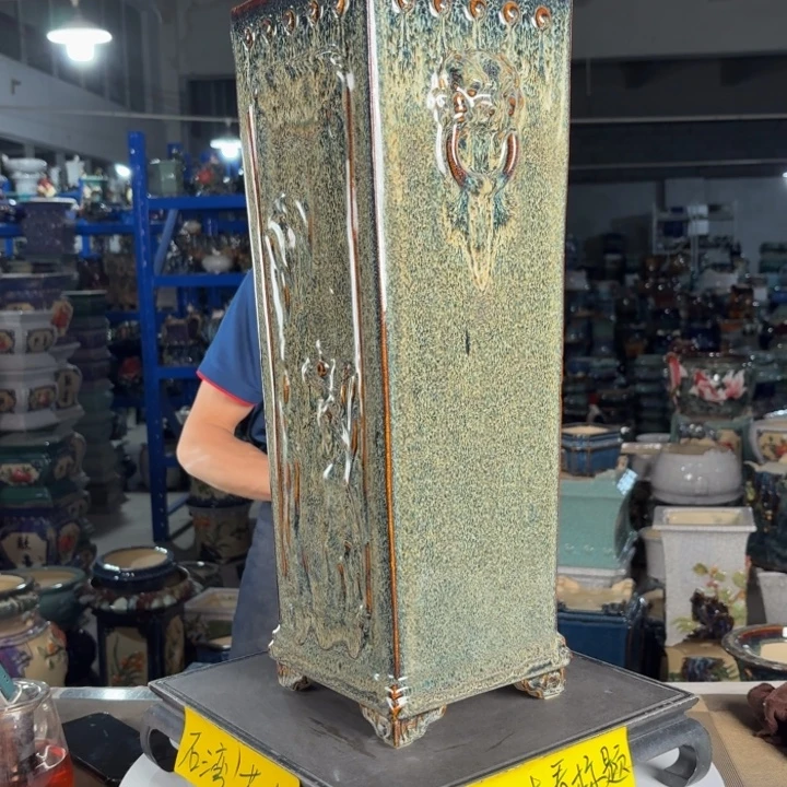 一风堂石湾花盆 内15高52微瑕盆口收缩200