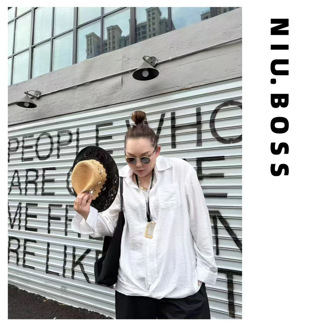 Three Ten. N大码260斤“极简通勤风”休闲蕾丝背心衬衫两件套