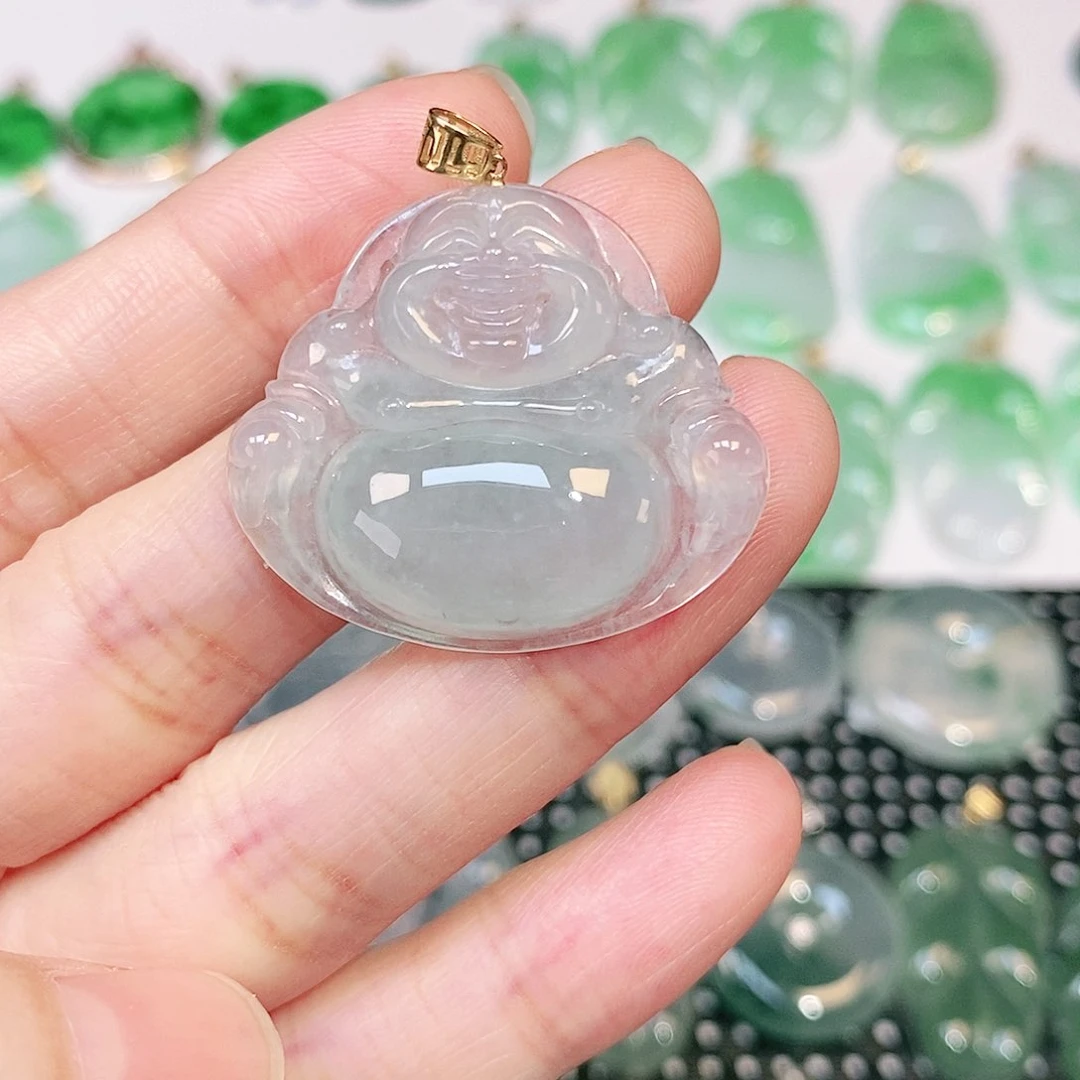 翡翠吊坠(不含链)18K金镶嵌